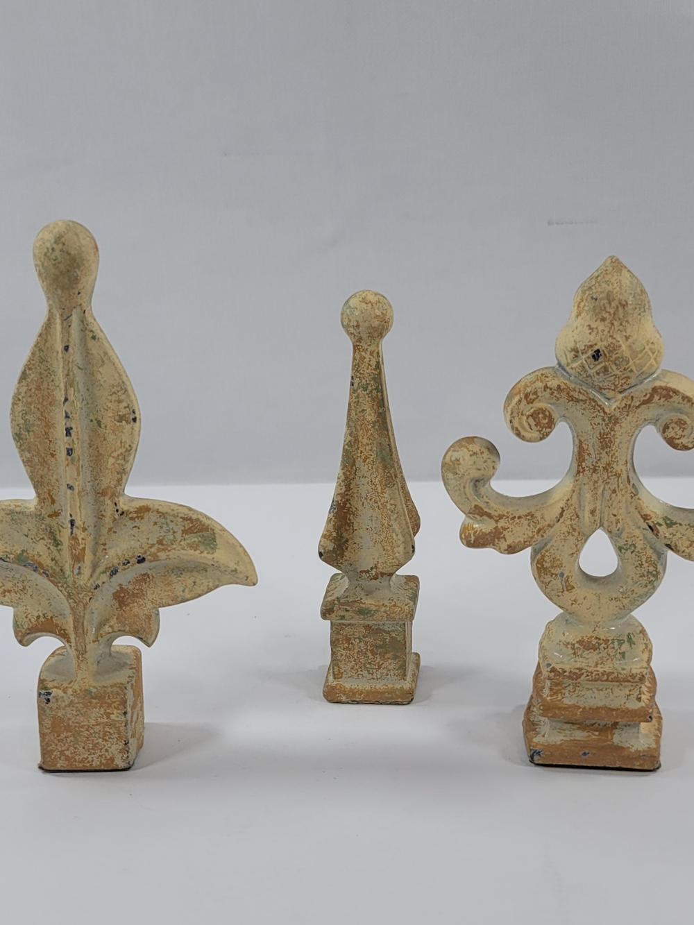 Vintage Cast Iron Fleur-De-Lis Ornament Spear Set Of Three
